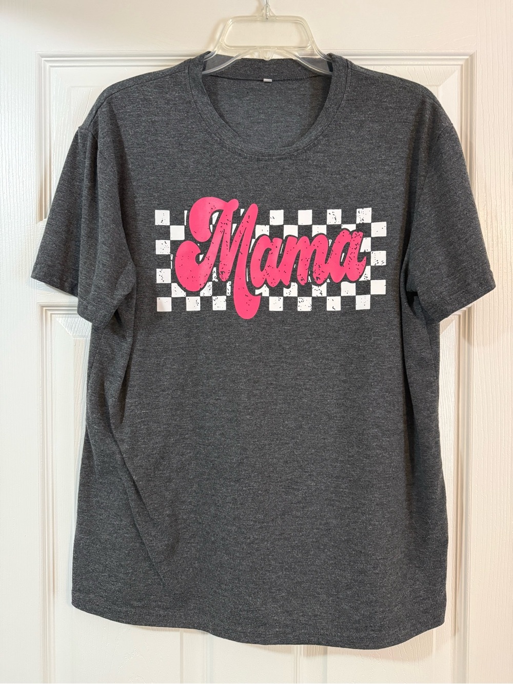 Mama Graphic Tee - Dark Gray with Pink Script